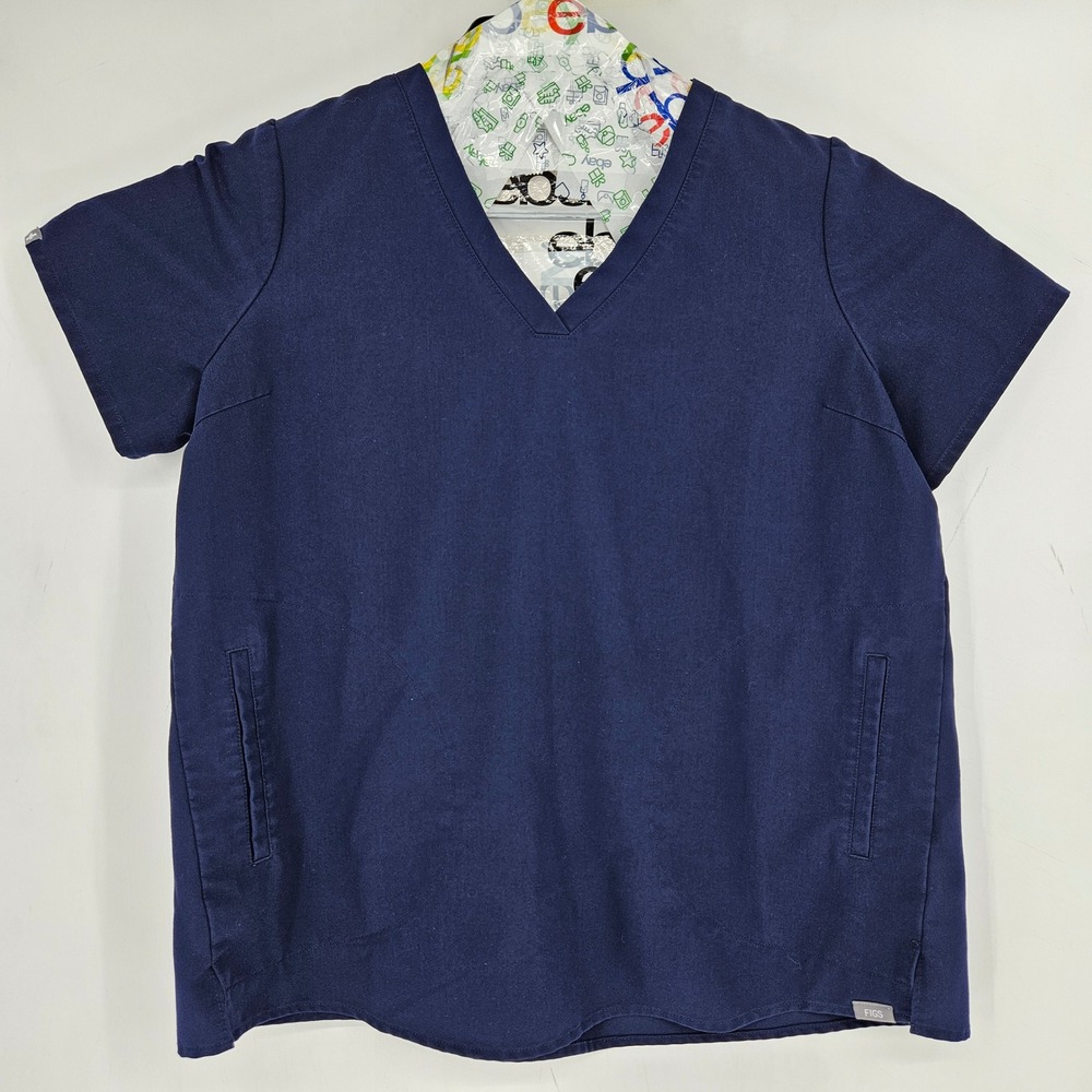 Figs Scrub Top Womens Medium Blue Maternity Healthcare Nurses Uniforms W19SW1039